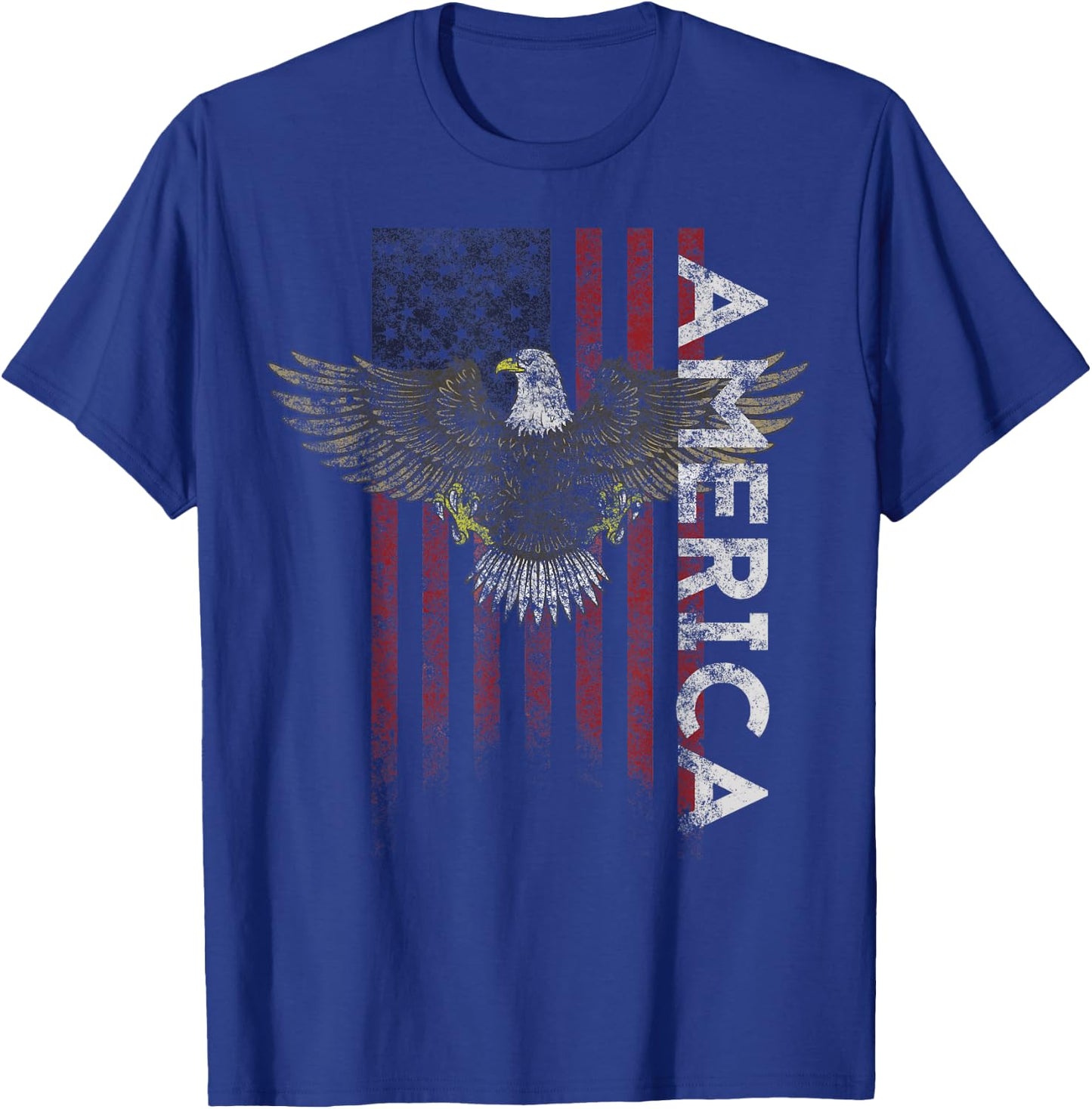 Distressed American Flag Vintage USA Flags Men Women America T-Shirt - T-Shirt | Royal