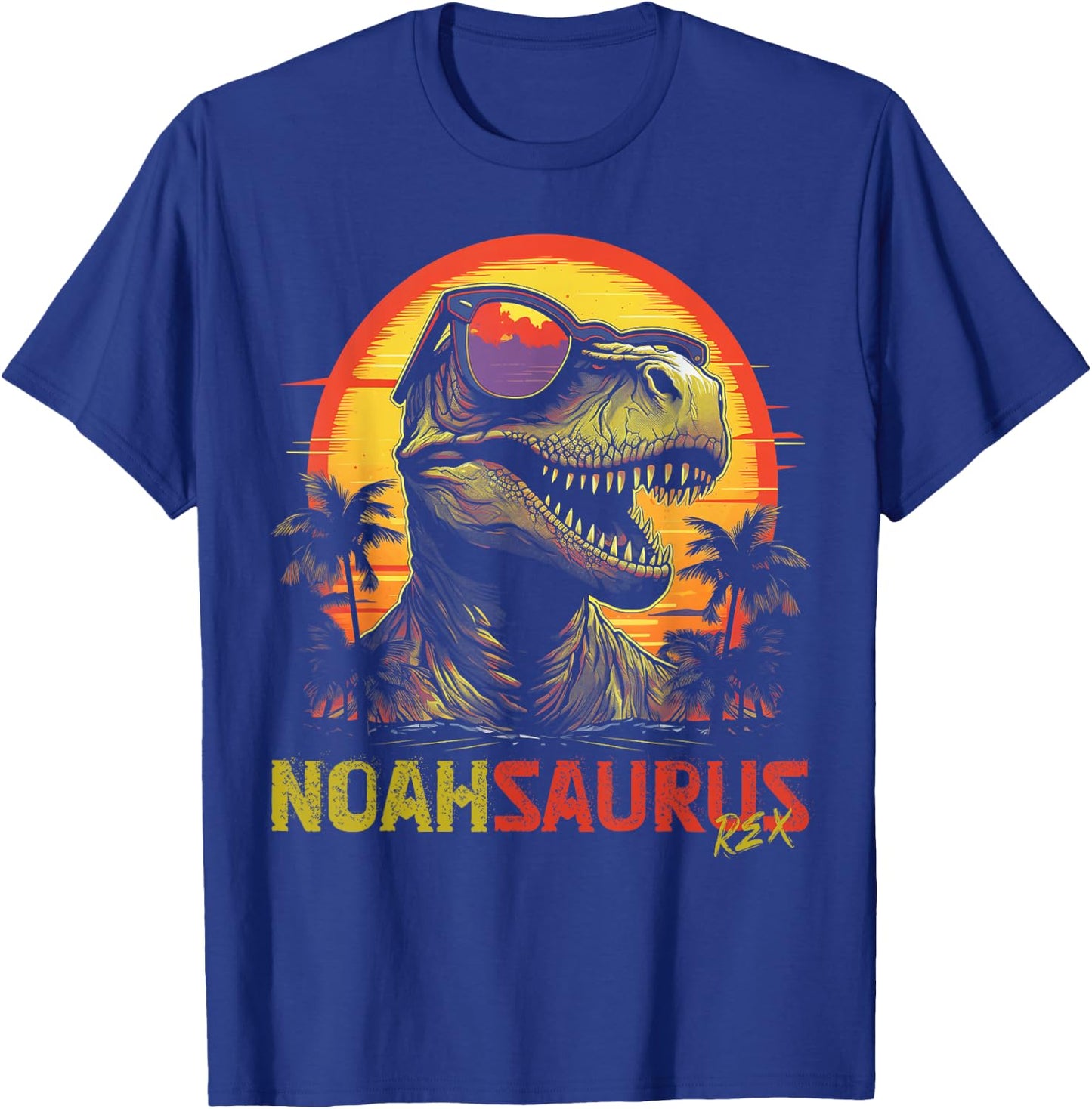 Noah Saurus Funny Personalized Dinosaur T Rex Name Boy T-Shirt - T-Shirt | Royal