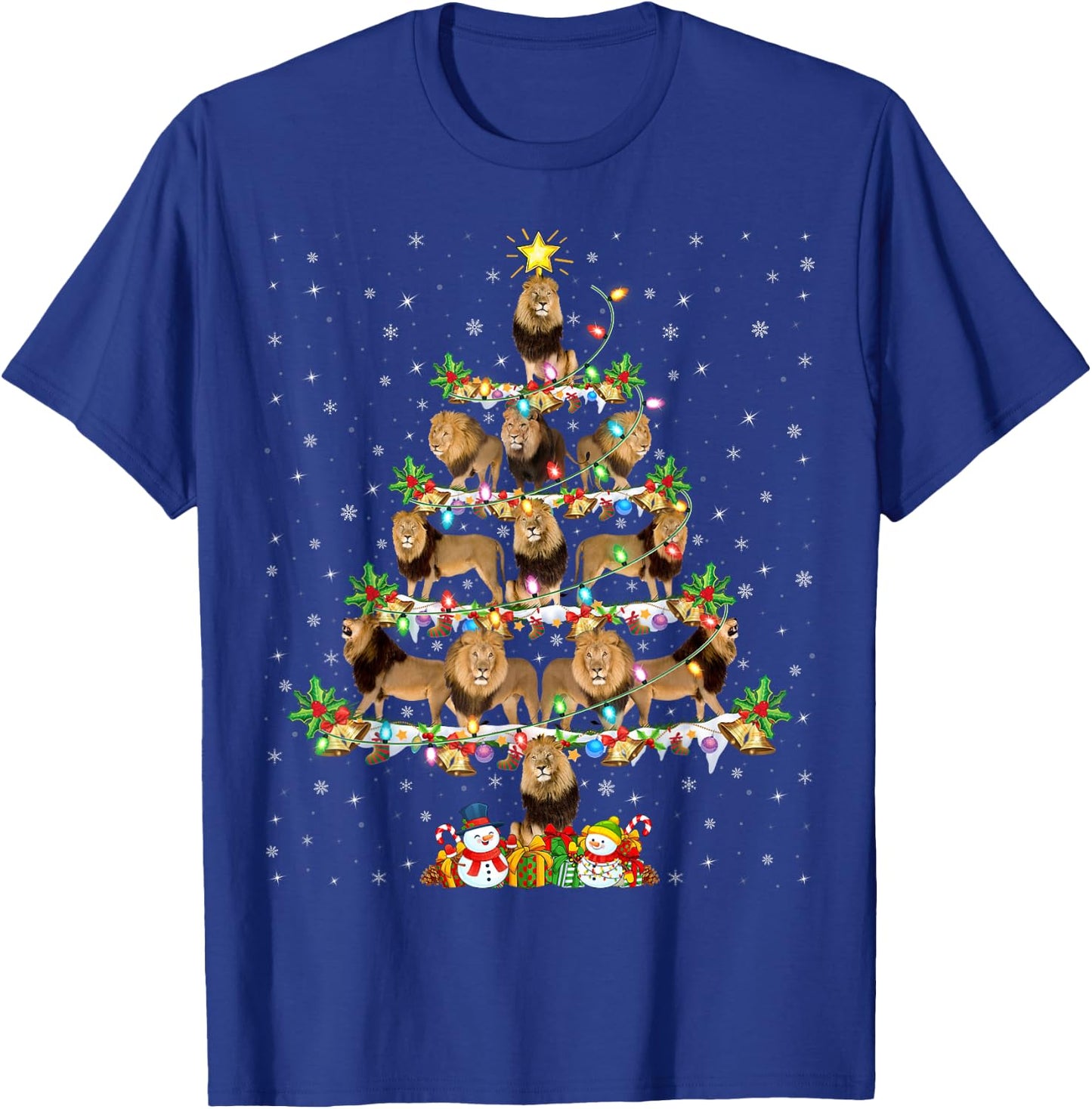Lion Xmas Lighting Santa Lion Christmas Tree T-Shirt - T-Shirt | Royal
