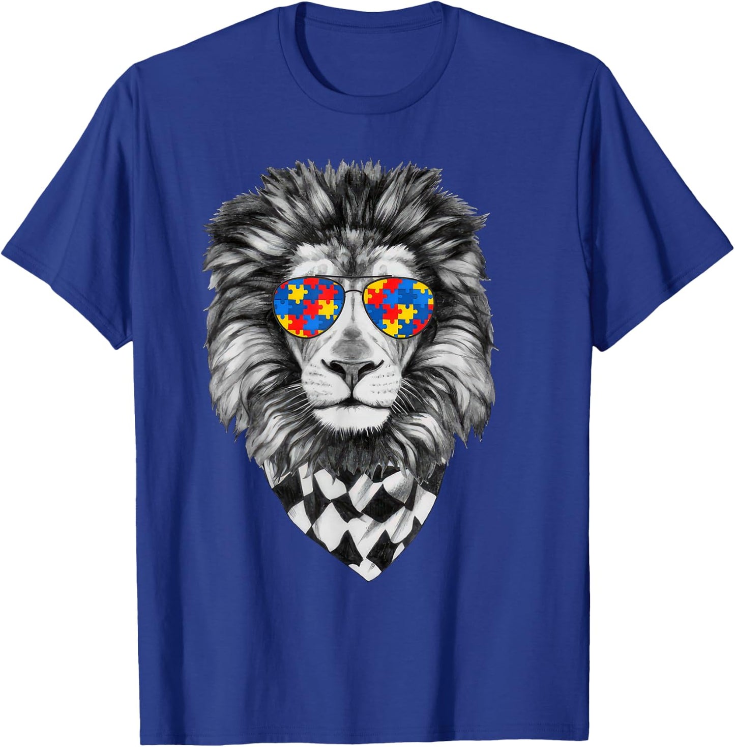 Autism Awareness Lion Print T-Shirt - T-Shirt | Royal