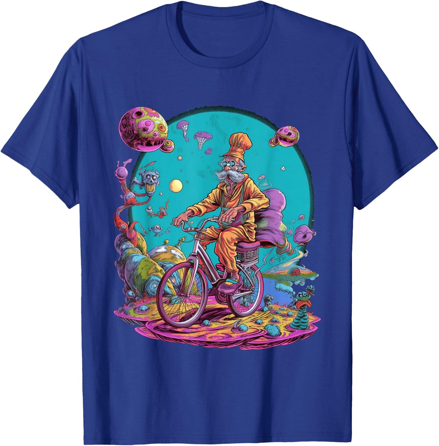 Bicycle Day Hofmann Trip | Psychedelic Comic Style Hippie T-Shirt - T-Shirt | Royal