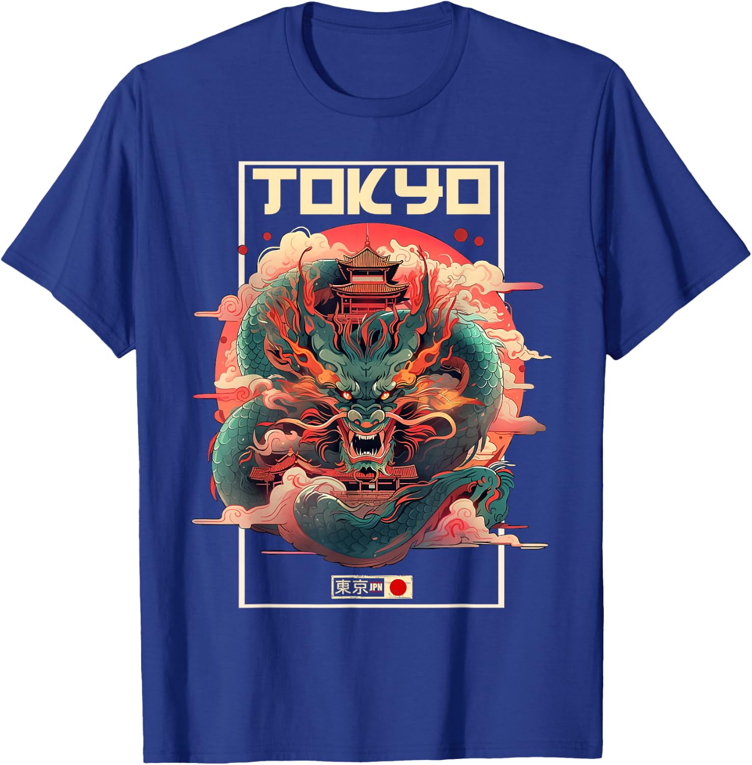 Tokyo Inspired Vintage Style 80s Retro Japanese Asian Dragon T-Shirt - T-Shirt | Royal