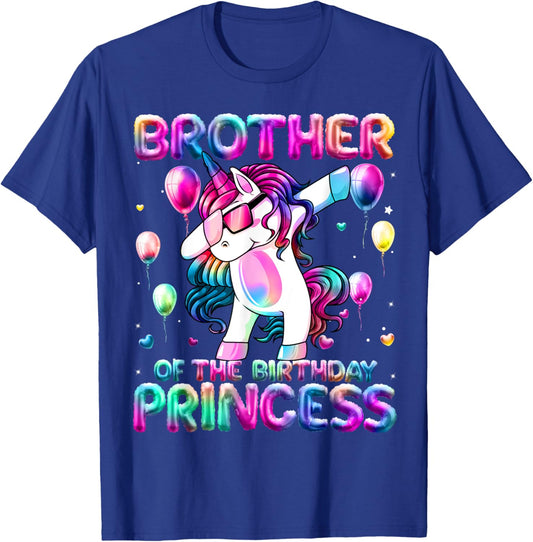 Brother of the Birthday Princess Girl Dabbing Unicorn Bro T-Shirt - T-Shirt | Royal