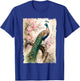 Beautiful Peacock Japanese Cherry Blossom Art T-Shirt - T-Shirt | Royal