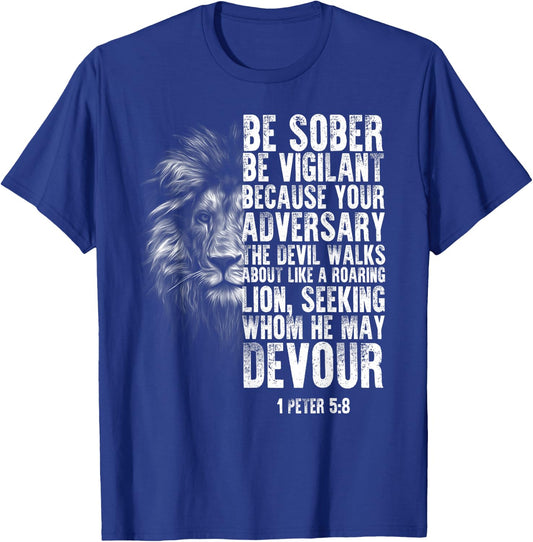 lion head bible verse be vigilant bible study Christian T-Shirt - T-Shirt | Royal