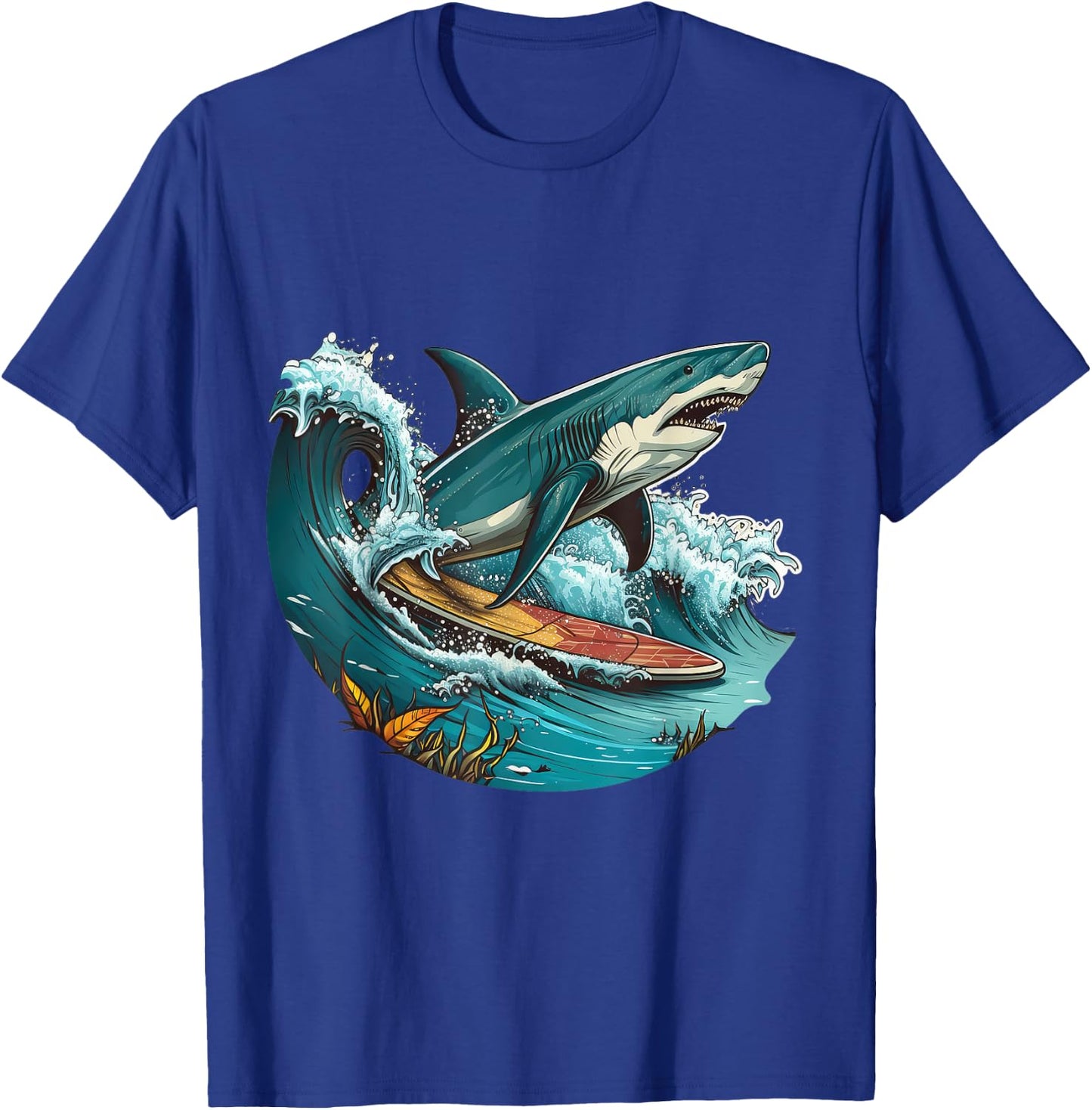 Shark Lover Surfboard Ocean Graphic Novelty Boy Men Surfing T-Shirt - T-Shirt | Royal
