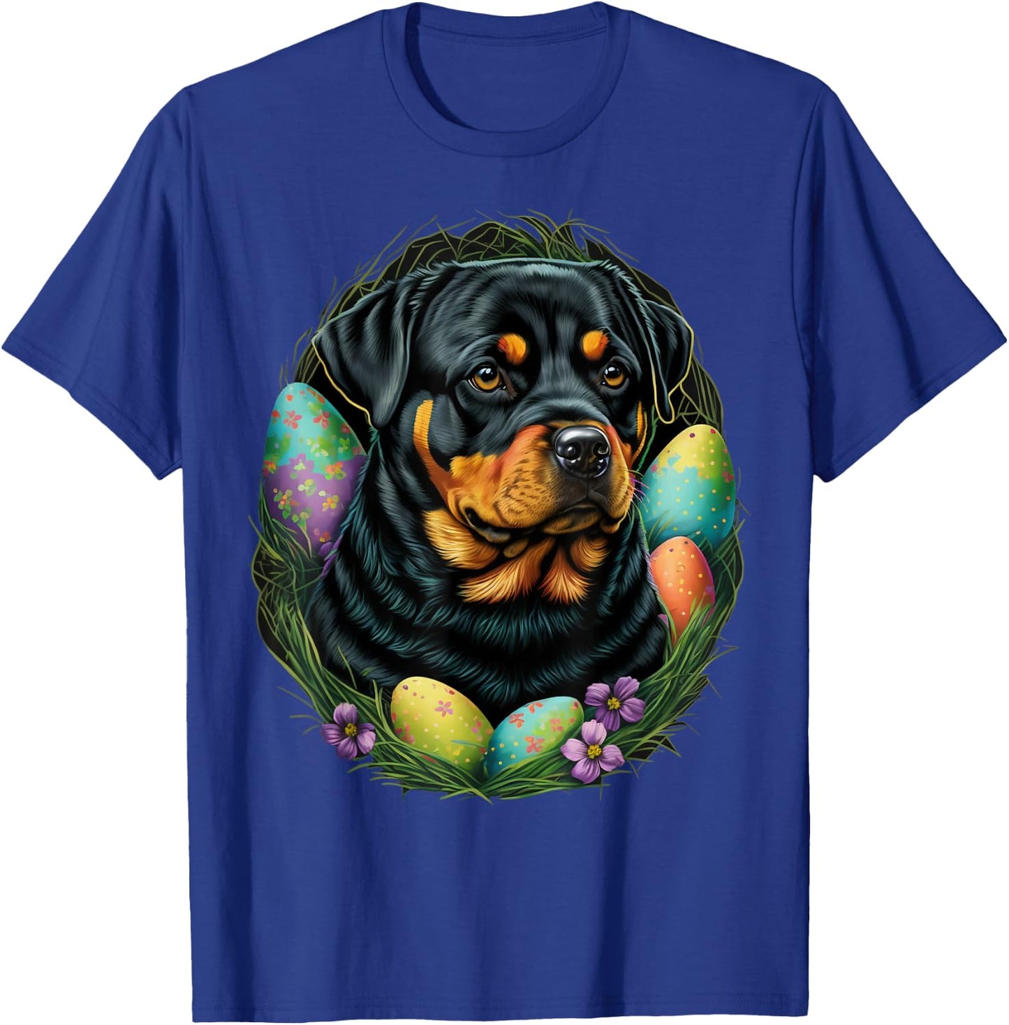 Easter Rottweiler Bunny Eggs Dog on Easter Rottweiler T-Shirt - T-Shirt | Royal