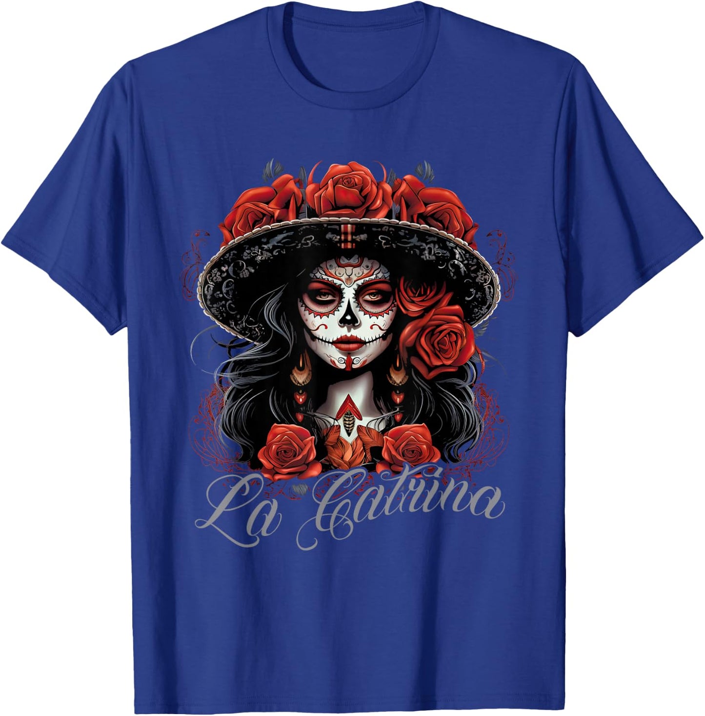 La Catrina Costume Unique Day of the Dead Dress - Women's Black X-Small Classic Fit Dress - Short Sleeve - Solid - - Pull On - 1 Count - Machine Wash T-Shirt - T-Shirt | Royal