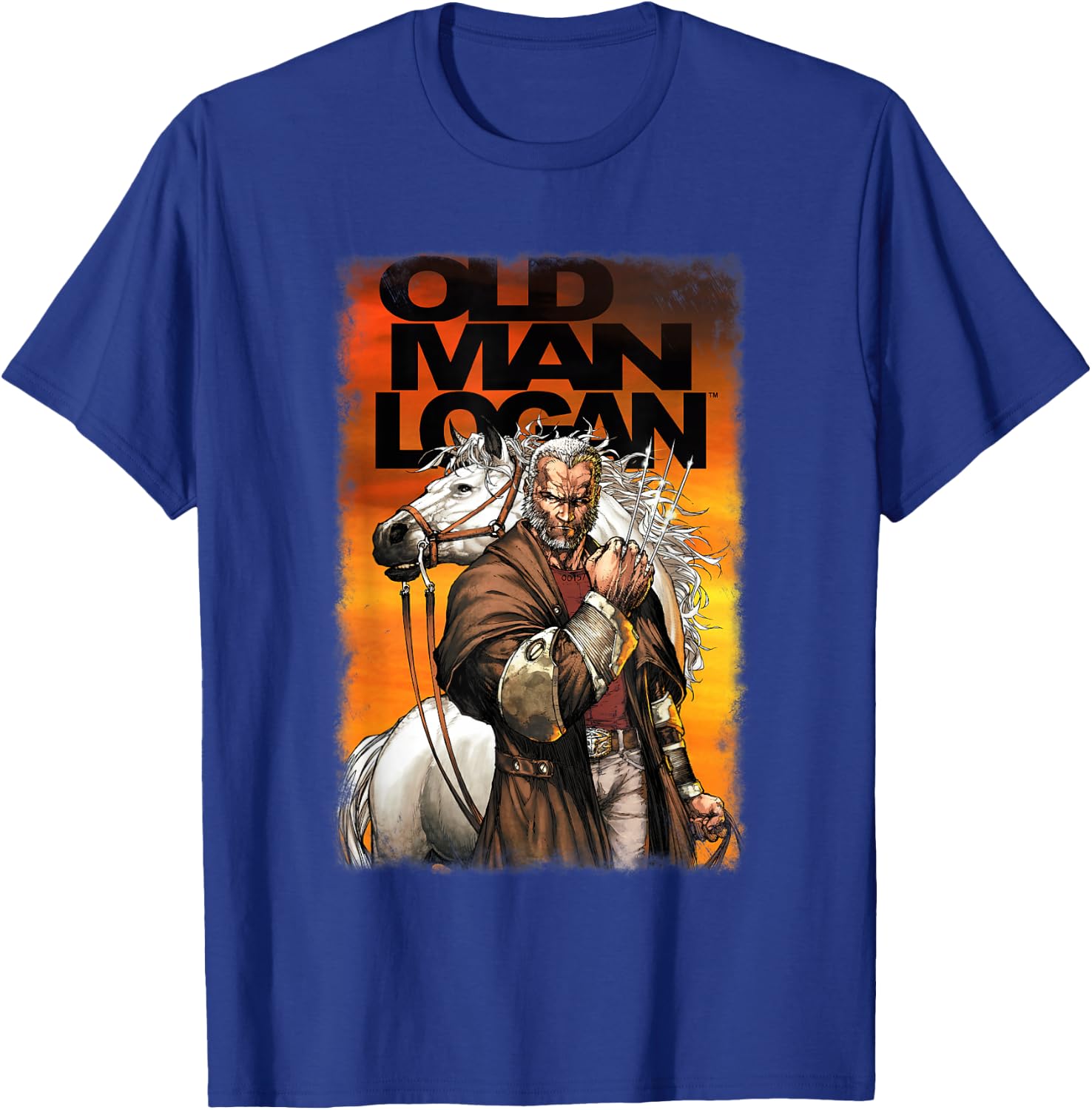 Marvel X-Men Old Man Logan Vintage Comic Book Cover Poster T-Shirt - T-Shirt | Royal