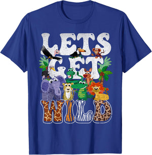 Lets Get Wild Print African Animal ZooKeeper Safari Party T-Shirt - T-Shirt | Royal