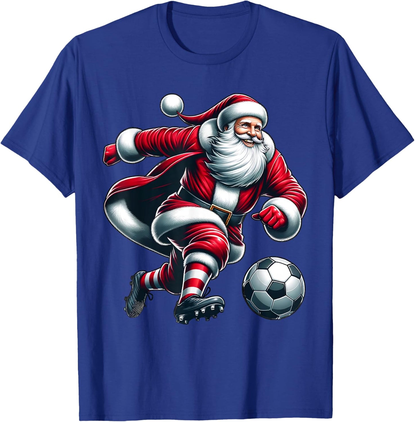 Santa Plays Soccer Sports Christmas Women Men Kids T-Shirt - T-Shirt | Royal