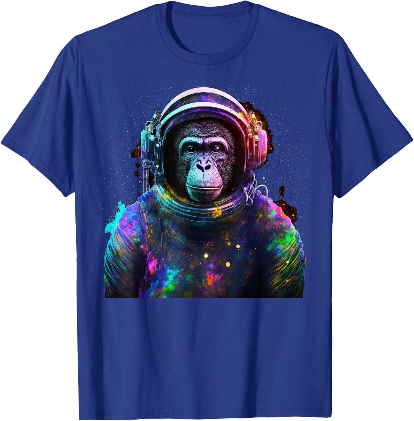 Monkey Astronaut With Space Suit Helmet and Headphones T-Shirt - T-Shirt | Royal