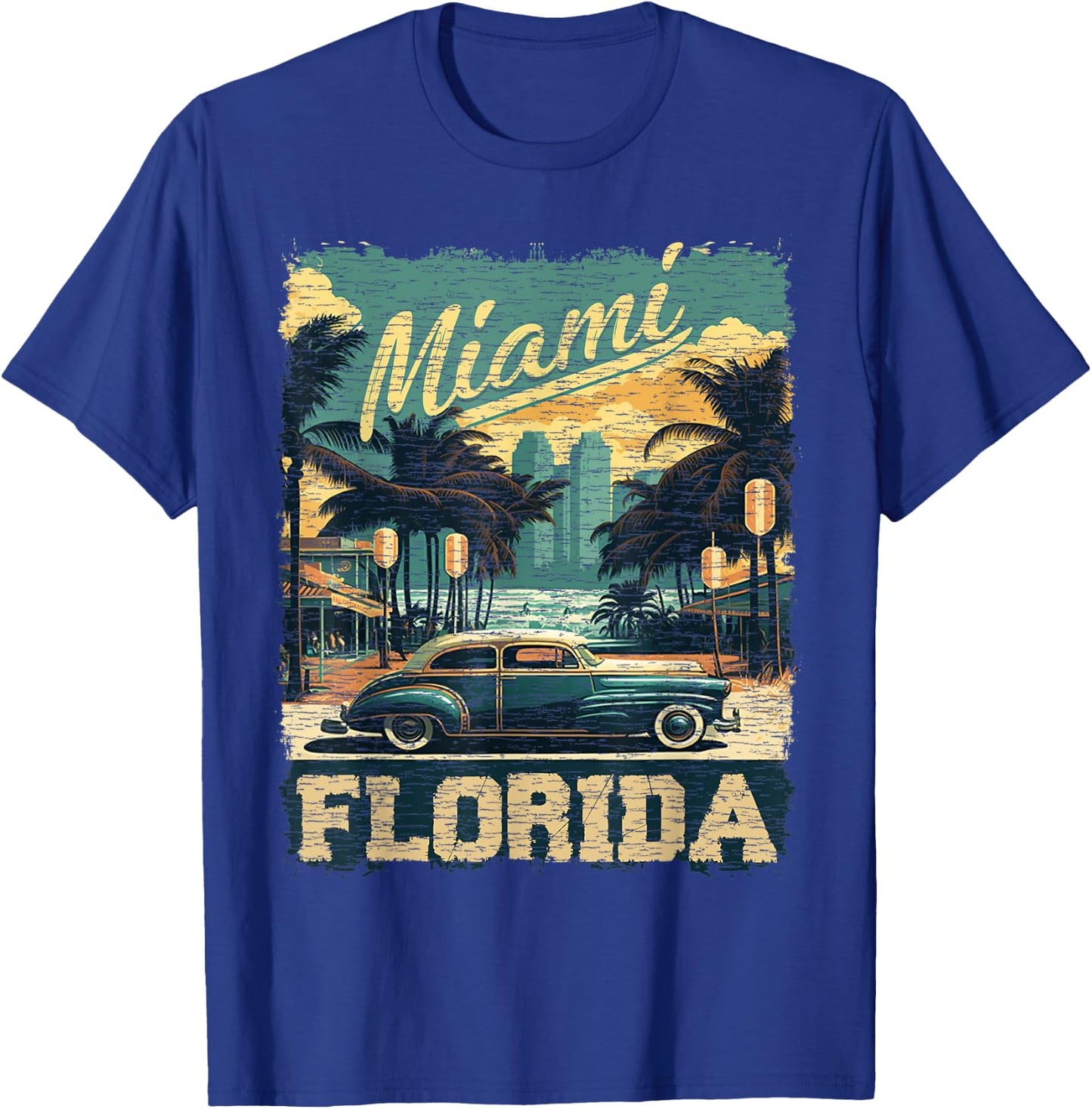 Vintage Miami Vibes Retro Florida T-Shirt - T-Shirt | Royal