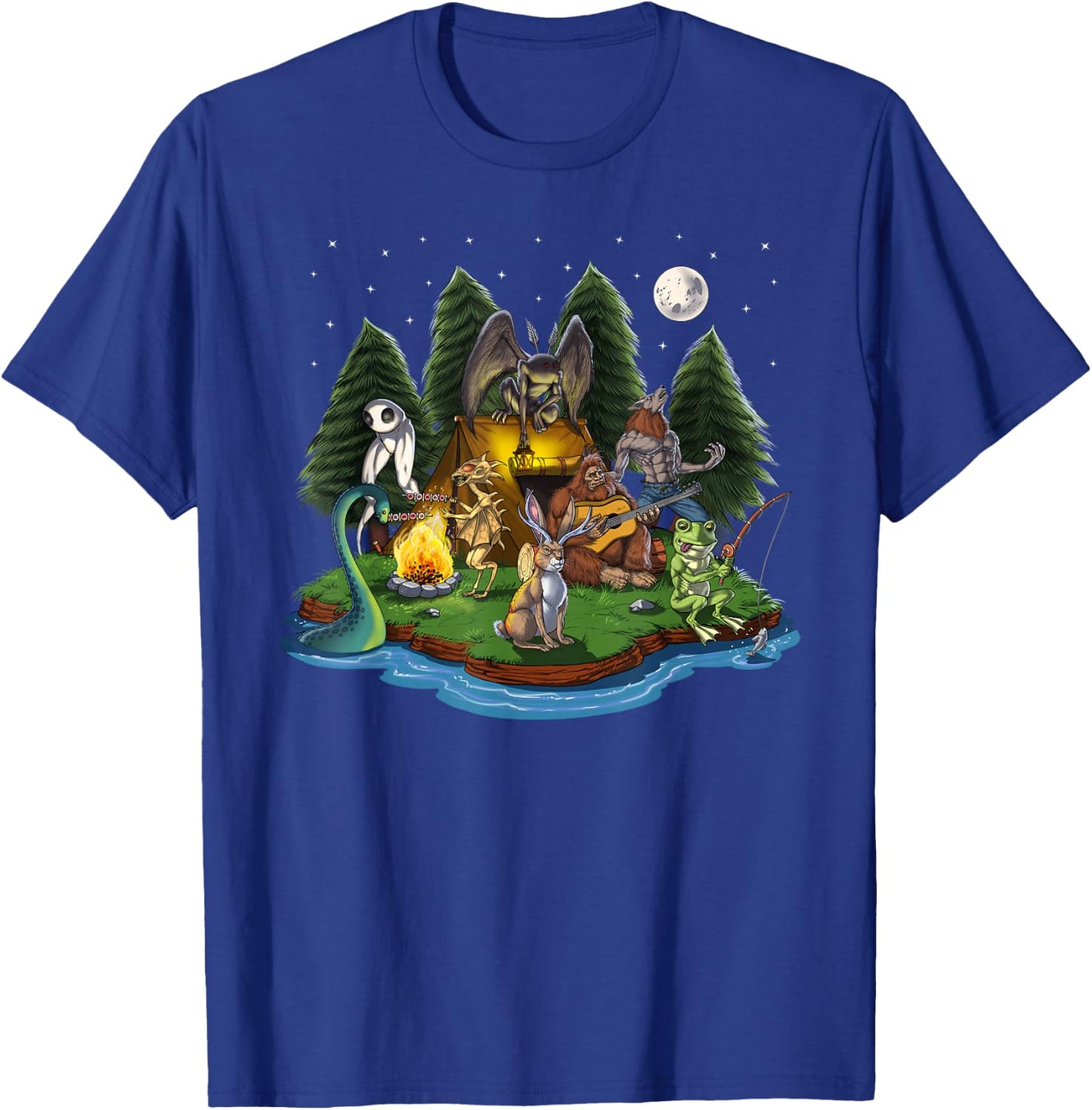 Cryptozoology Cryptid Creatures Bigfoot Jackalope Werewolf T-Shirt - T-Shirt | Royal