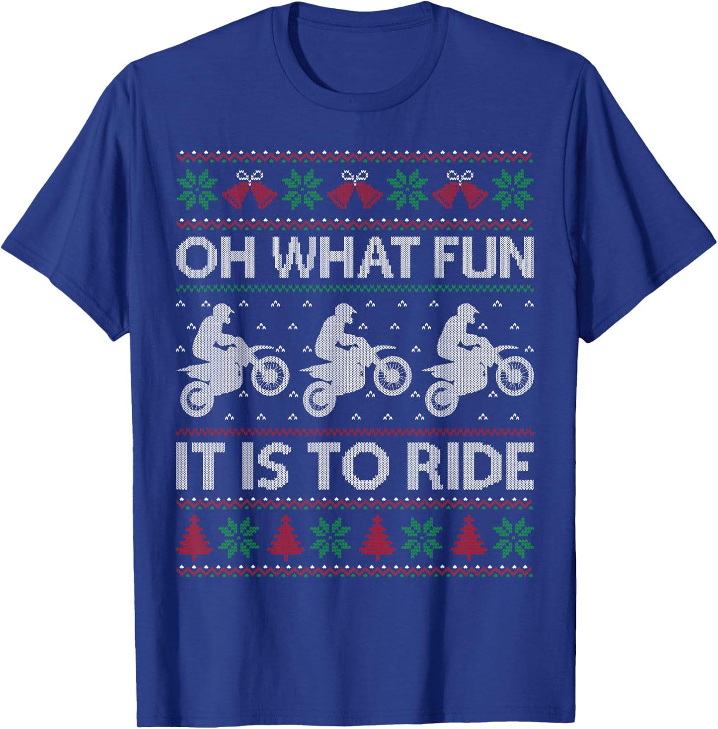 Dirt Bike It Is to Ride Ugly Vintage Christmas Apparel T-Shirt - T-Shirt | Royal