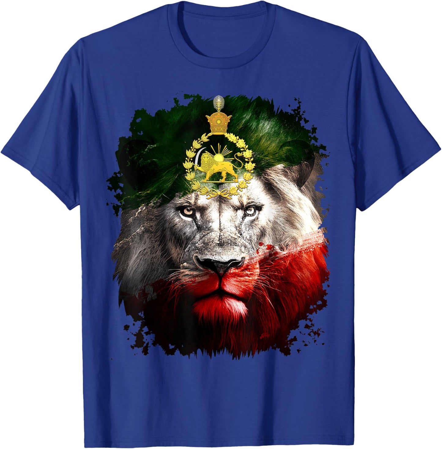 Iran flag with a golden lion head T-Shirt - T-Shirt | Royal