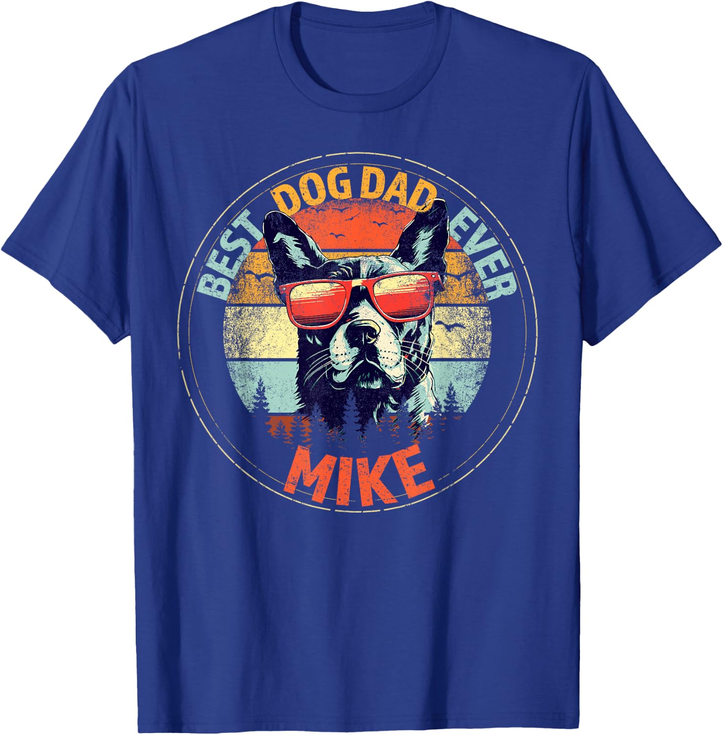 Mike Best Dog Dad Ever Funny Custom Personalized Name T-Shirt - T-Shirt | Royal