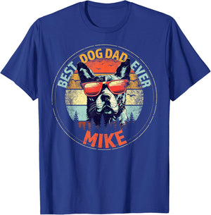 Mike Best Dog Dad Ever Funny Custom Personalized Name T-Shirt - T-Shirt | Royal