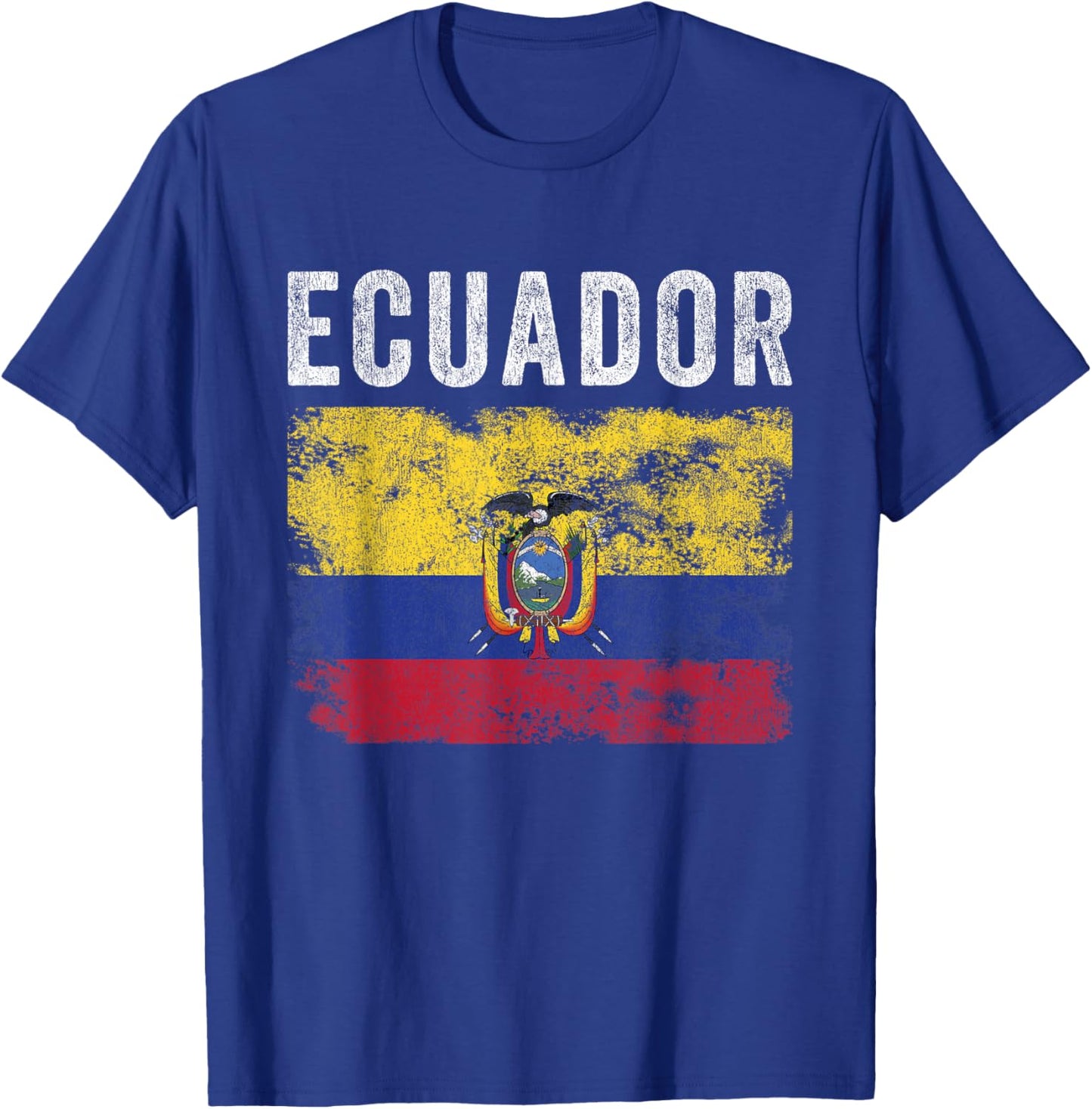 Ecuador Flag Distressed - Men Women Kids - Ecuadorian Flag T-Shirt - T-Shirt | Royal