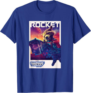 Marvel Guardians of the Galaxy Volume 3 Rocket Poster T-Shirt - T-Shirt | Royal