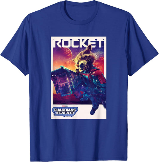 Marvel Guardians of the Galaxy Volume 3 Rocket Poster T-Shirt - T-Shirt | Royal