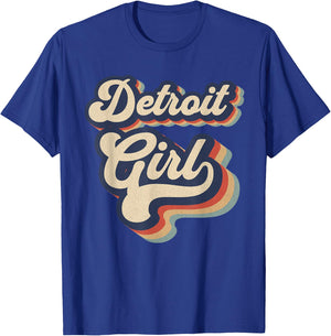 Vintage Design For Girls From Detroit Michigan T-Shirt - T-Shirt | Royal
