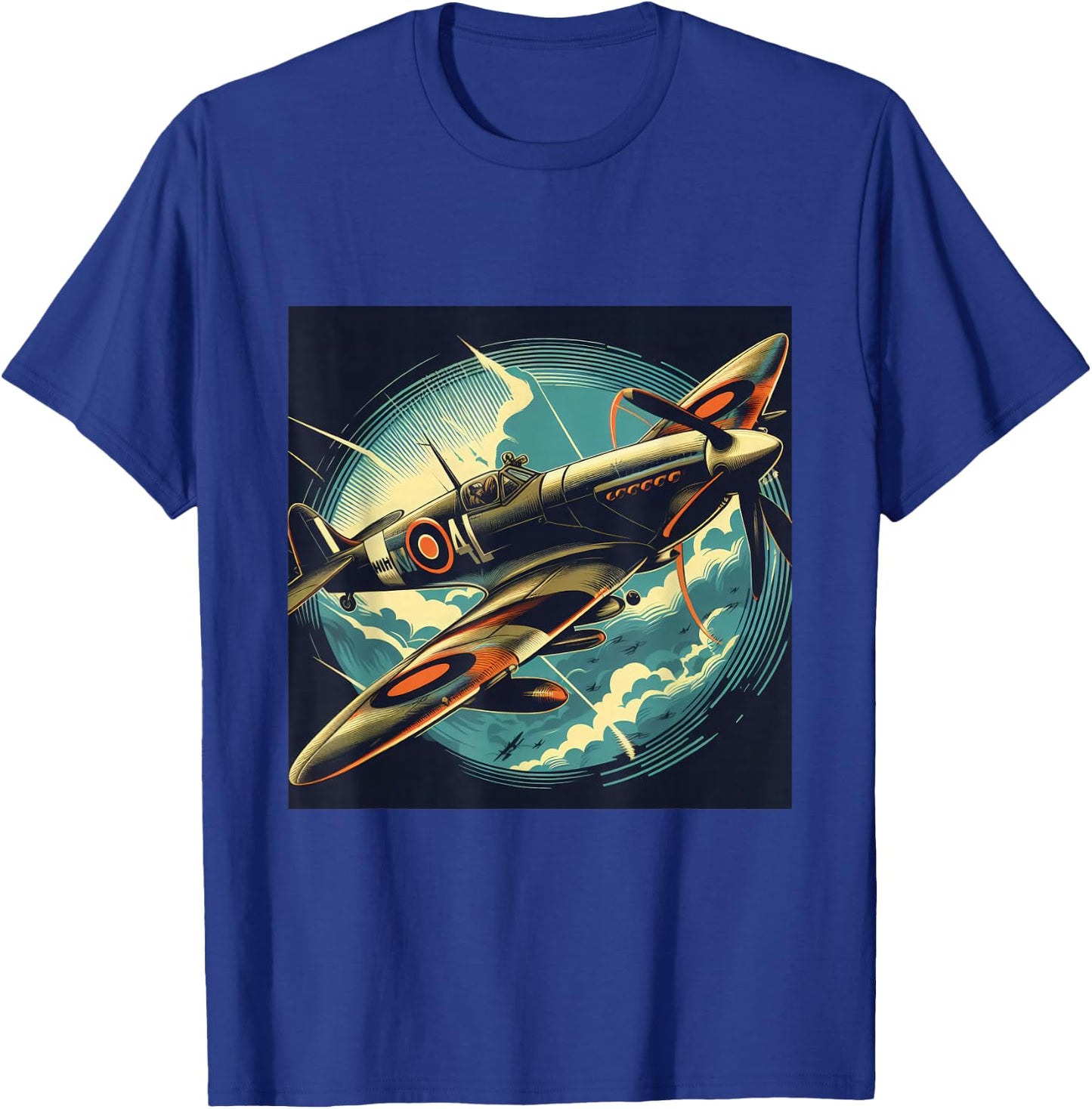 Spitfire Iconic WW2 Airplane Warbird T-Shirt - T-Shirt | Royal