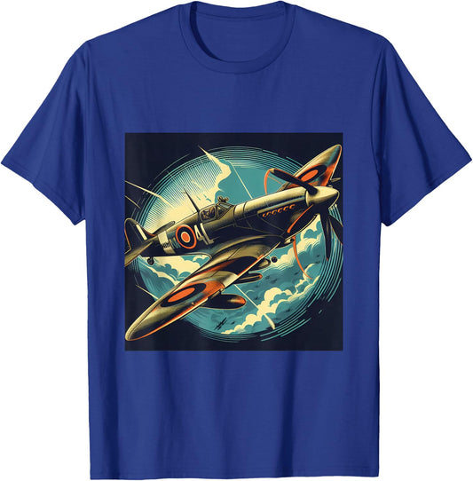 Spitfire Iconic WW2 Airplane Warbird T-Shirt - T-Shirt | Royal