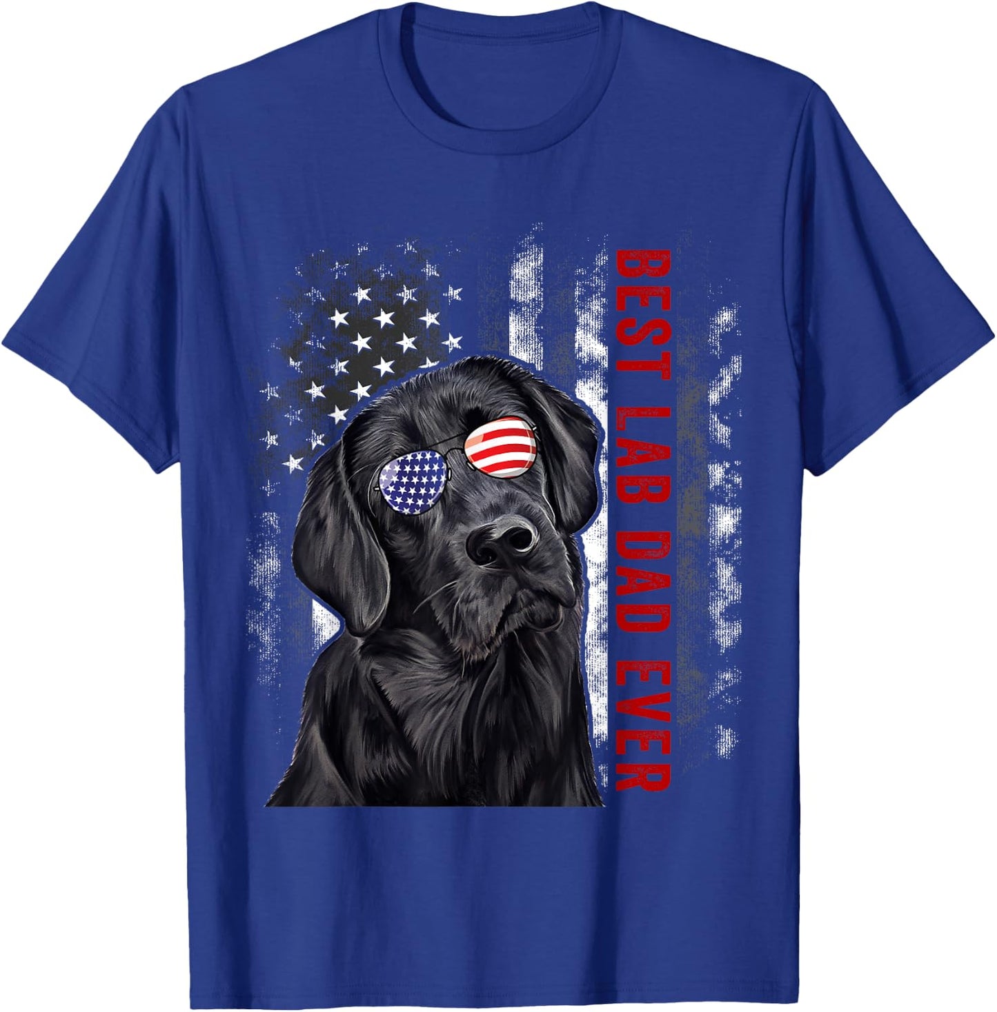 Best Lab Dad Ever Labrador Dog American Flag Fathers Day T-Shirt - T-Shirt | Royal