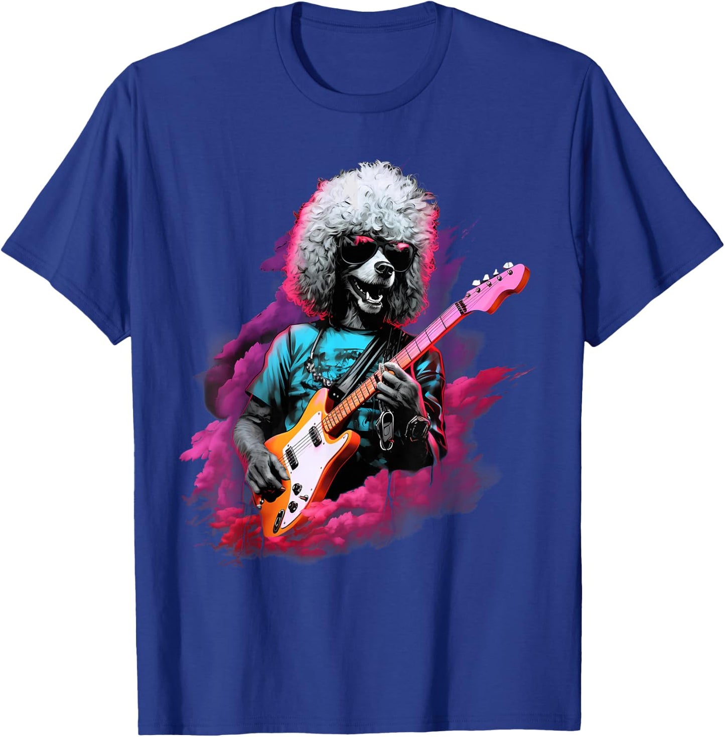 Punk Rock Guitar Poodle Dog Guitarist Men Women Girls Kids T-Shirt - T-Shirt | Royal