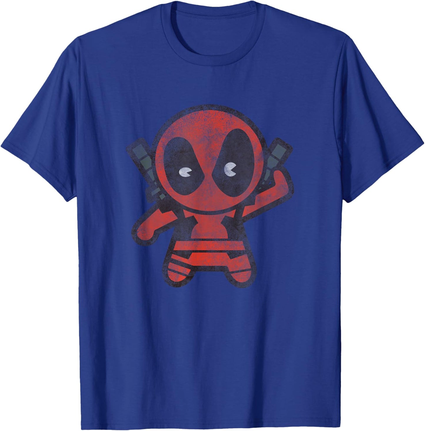 Marvel Kawaii Chibi Deadpool Sassy Portrait Distressed T-Shirt - T-Shirt | Royal