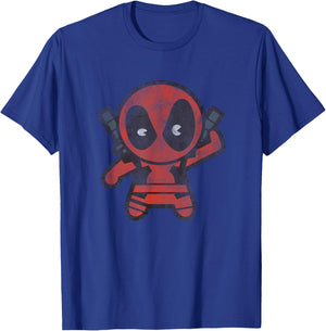 Marvel Kawaii Chibi Deadpool Sassy Portrait Distressed T-Shirt - T-Shirt | Royal