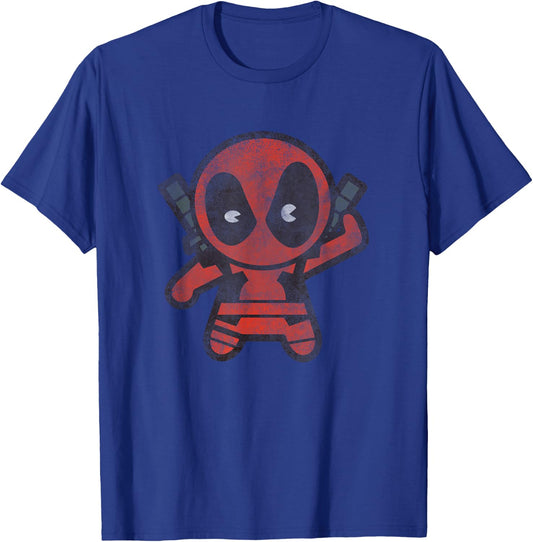 Marvel Kawaii Chibi Deadpool Sassy Portrait Distressed T-Shirt - T-Shirt | Royal