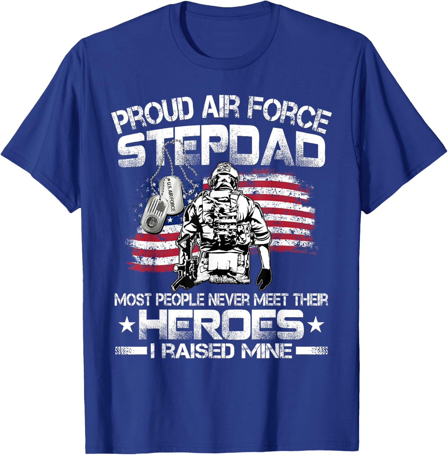 Proud Air Force Step Dad Pride Military Family US Air Force T-Shirt - T-Shirt | Royal