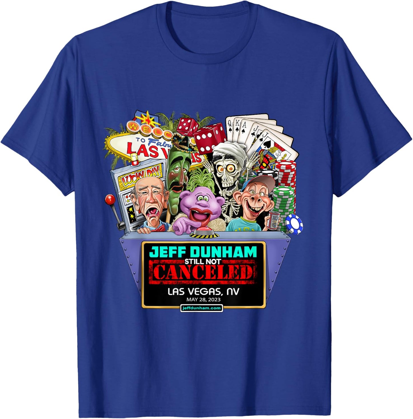 Jeff Dunham Las Vegas, NV (2023) T-Shirt - T-Shirt | Royal