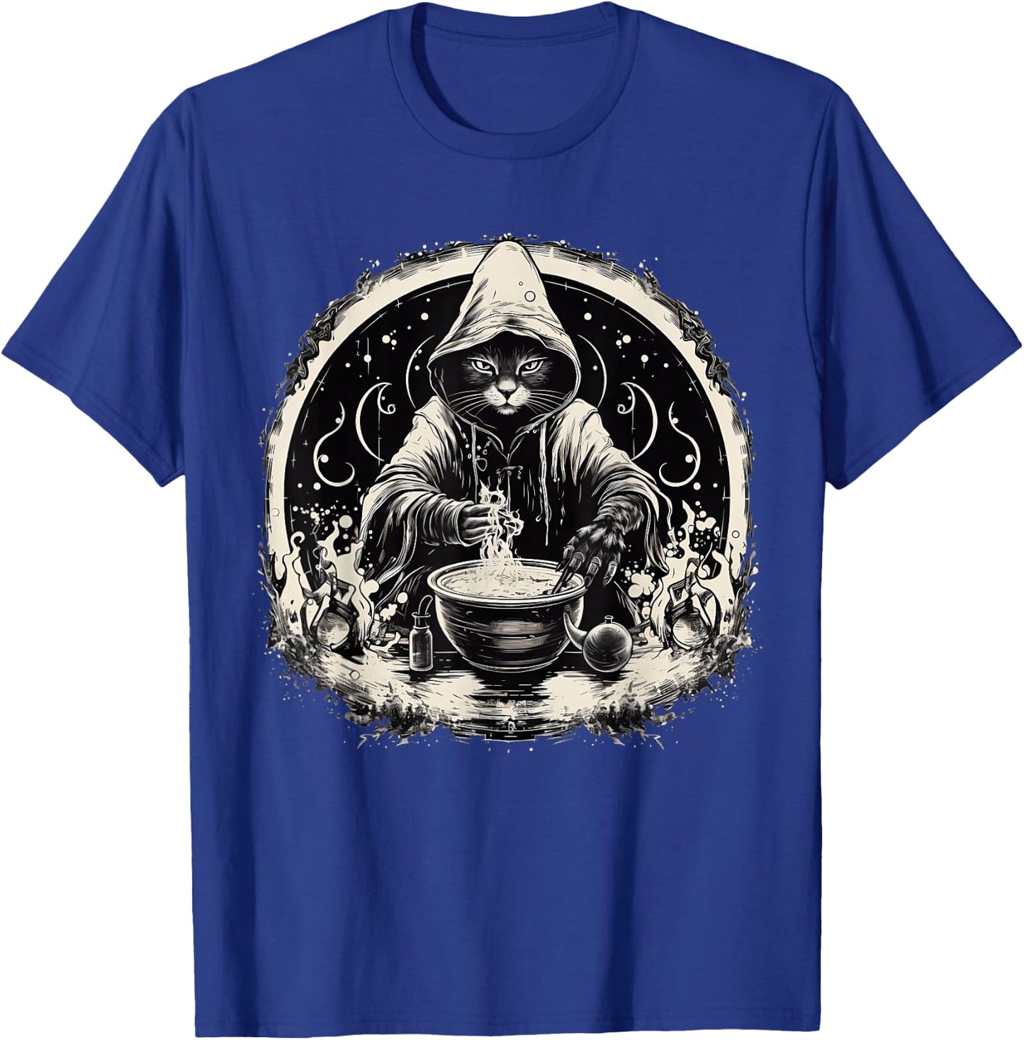 Halloween Black Cat Wizard Vintage Costume Women T-Shirt - T-Shirt | Royal