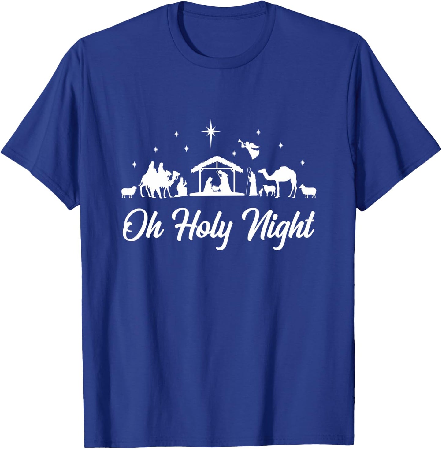 Oh Holy Night Nativity Scene Funny Christmas Christian T-Shirt - T-Shirt | Royal
