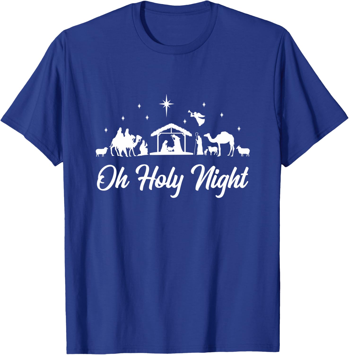 Oh Holy Night Nativity Scene Funny Christmas Christian T-Shirt - T-Shirt | Royal