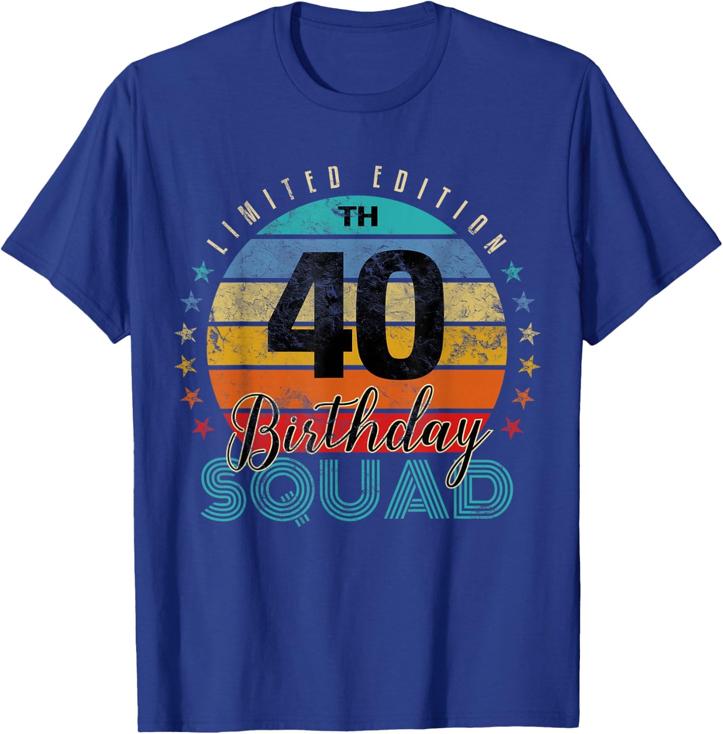 40 Year Old Birthday Squad Vintage 40th B-Day Group Friends T-Shirt - T-Shirt | Royal