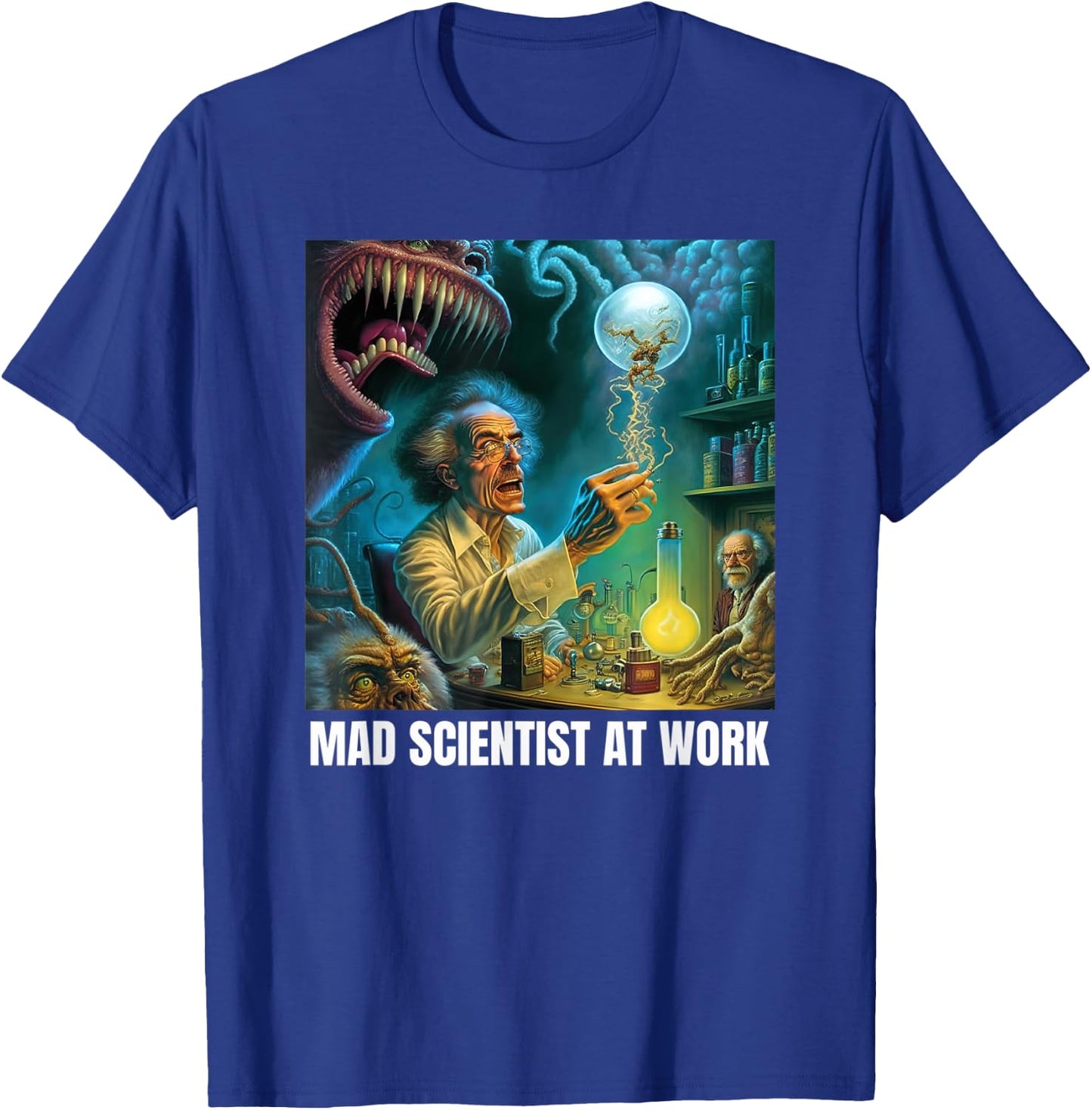 Funny Mad Scientist Fantasy Monster,Comic Nerd Lover T-Shirt - T-Shirt | Royal