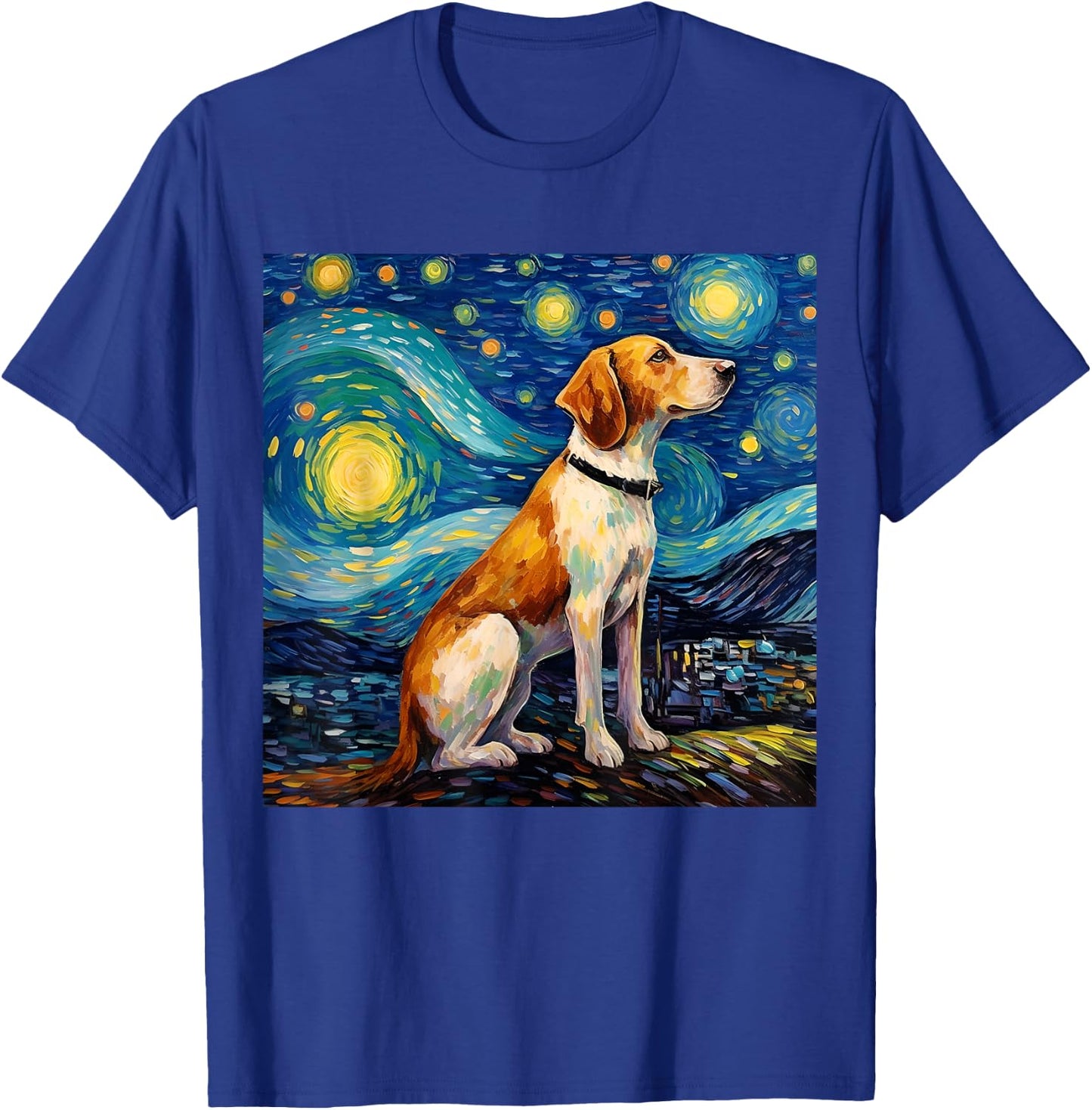 Surreal Starry Night American Foxhound Dog T-Shirt - T-Shirt | Royal
