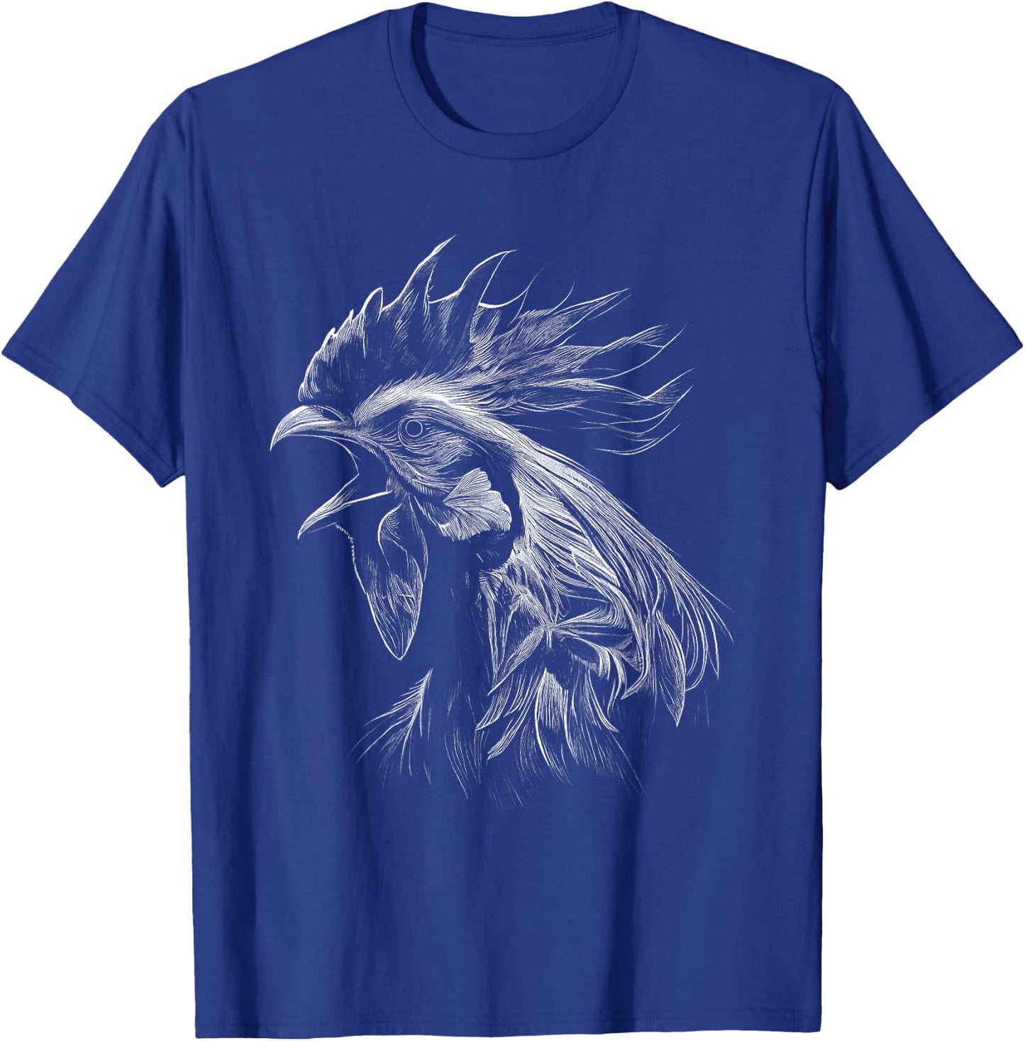Crowing Rooster Drawing Love T-Shirt - T-Shirt | Royal