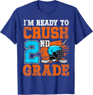 I'm Ready To Crush 2nd Grade Hockey Kids Back To School T-Shirt - T-Shirt | Royal