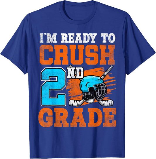 I'm Ready To Crush 2nd Grade Hockey Kids Back To School T-Shirt - T-Shirt | Royal