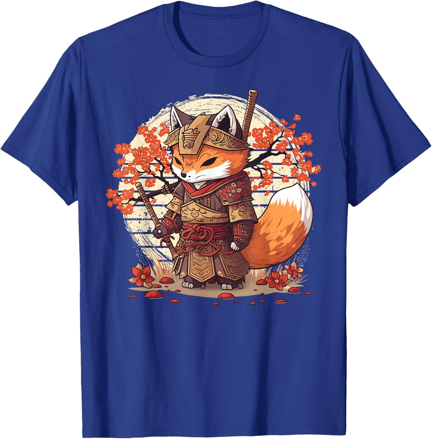 Samurai Fox Warrior Japanese Ninja Fox Kawaii T-Shirt - T-Shirt | Royal