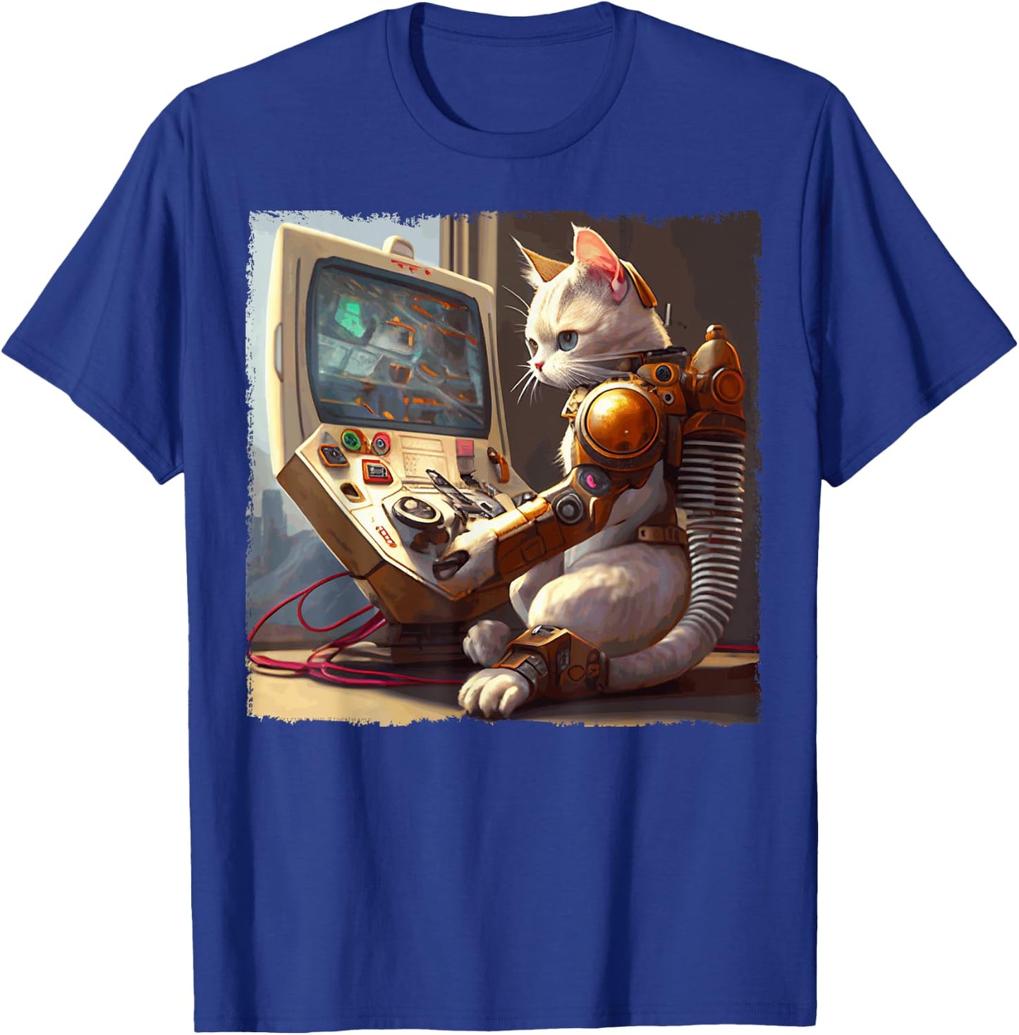 Funny Cat Robot Video Games Women Kids T-Shirt - T-Shirt | Royal