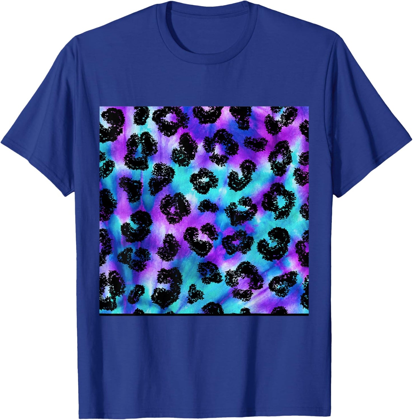 Purple Turquoise Black Leopard Tie Dye Print Cheetah Pattern T-Shirt - T-Shirt | Royal