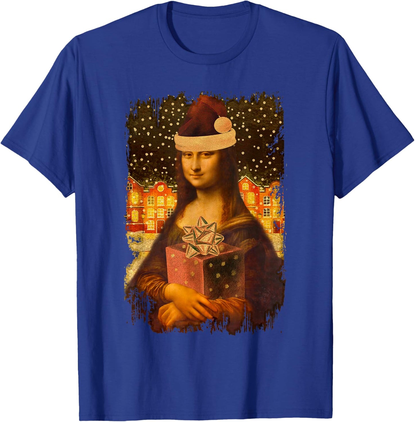 Mona Lisa with Santa Hat for Art Teacher Mona Lisa Christmas Men Women Kids T-Shirt - T-Shirt | Royal