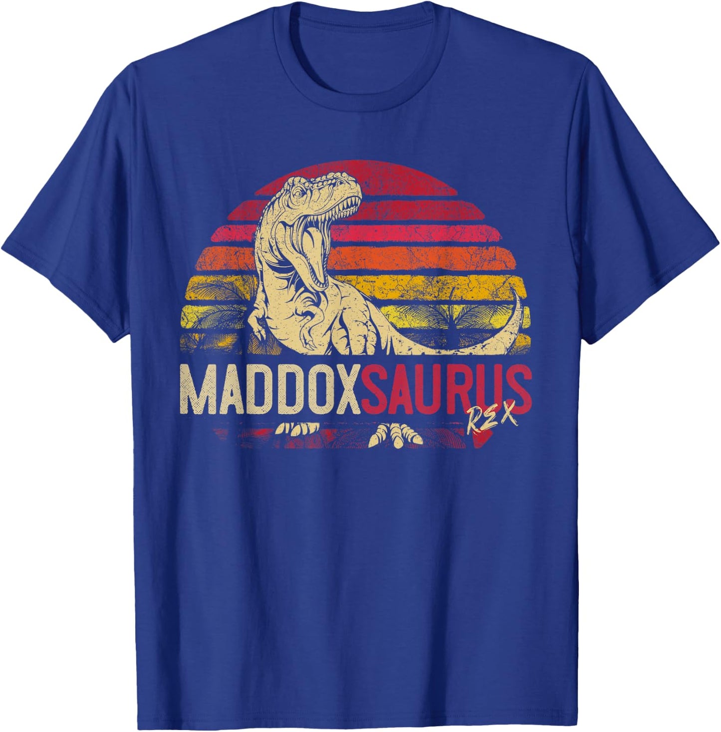 Maddox Saurus Funny Personalized Dinosaur T Rex Name Gift T-Shirt - T-Shirt | Royal