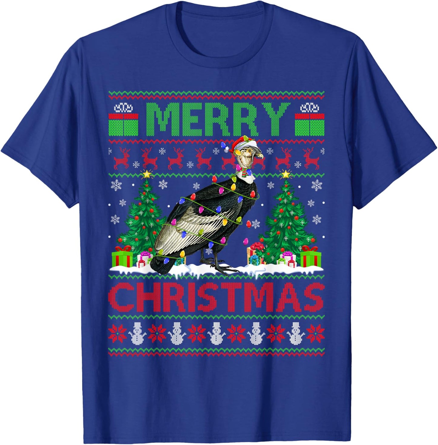 Condor Bird Lover Xmas Tree Ugly Santa Condor Christmas T-Shirt - T-Shirt | Royal